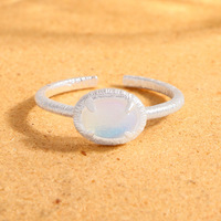 Vianrla S925 argent Sterling pierre de lune argent ouvert réglable Tik tok bague bijoux pour Logo gratuit