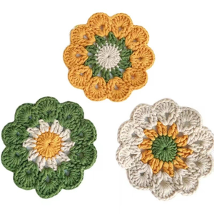 Petites fleurs sous-verres napperons Crochet coussins isolants à la main bricolage Table à manger sous-verres décoration de la maison - Product Image 2