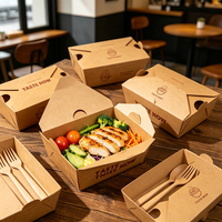 Conteneur alimentaire jetable en papier écologique pour restaurant avec impression de logo pour sandwich, bol de riz, pique-nique