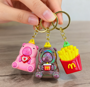 Spedizione veloce in PVC con moschettone a carattere religioso elettrolitico portachiavi lucente a tema cibo dell'orso per la decorazione della borsa alla moda - Product Image 4