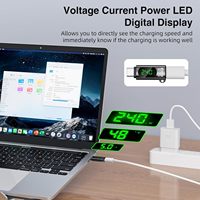 Adapter USB C 240W Penjualan Terbaik, Tampilan Digital LED Tegangan Arus Daya, Konektor Ekstensi Tipe C Male ke Female 80 Gbps