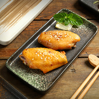 Assiette en céramique japonaise à fond plat de 8 pouces, rectangulaire, vaisselle de restaurant pour la maison, plats, collations, disponible pour servir des sushis
