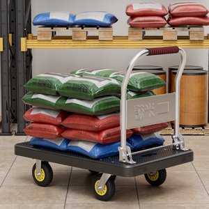 עגלת יד מתקפלת בעלת כושר נשיאה של 500 ק\\\"ג עם משטח פלסטיק ניילון עמיד להובלה קלה בבית או בעבודה - Product Image 6