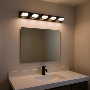 Modern 5-Light Black Iron <b>LED</b> <b>Vanity</b> Light Wall Mount Warm White Dimmable <b>Mirror</b> Lamp Bathroom Fixture D0100XU44CV - Product Image 2