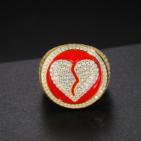 Passe diamant testeur Moissanite coeur brisé Hip Hop bague émail plaqué argent Sterling 925 glacé Style Punk Rappes bijoux