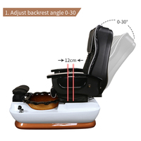 Fauteuil de pédicure électrique de luxe avec cuvette en fibre de verre pour salon de manucure, fauteuil SPA pour les pieds inclinable à jets magnétiques, éclairage LED