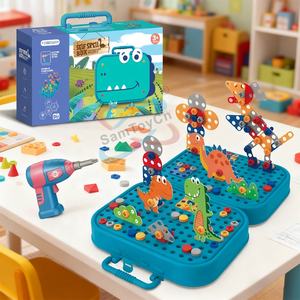 Samtoycn Puzzle DIY Dinosaure Blocs de Construction Valise 461 Pièces Blocs Modèle Construction <span class=keywords><strong>Jouet</strong></span> pour Enfants Vis Outils Électriques Ensemble <span class=keywords><strong>Jouet</strong></span> - Product Image 3
