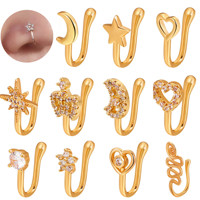 Bijou de piercing pour le nez style punk, pince d'oreille en forme de fleur de zircon, fausse bague de nez, bijou corporel, cadeau pour femmes et filles