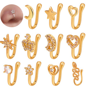 Bijou de piercing pour le nez style punk, <span class=keywords><strong>pince</strong></span> d'oreille en forme de fleur de zircon, fausse bague de nez, bijou corporel, cadeau pour femmes et filles - Product Image 4