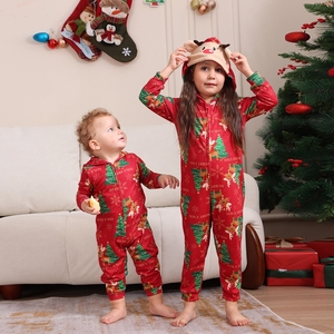 פיג'מת אוברול סרוגה אלגנטית עם קפוצ'ון ורוכסן למשפחה לחג המולד, תואמת לאם, לאבא ולילד - Product Image 4