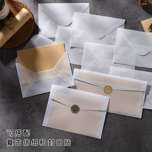 Sac en papier blanc personnalisé pour <span class=keywords><strong>invitation</strong></span>, emballage de carte-cadeau, enveloppe créative en papier calque transparent - Product Image 4