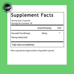 Capsule de Moringa OEM/ODM pour l'énergie, la peau, le système immunitaire et la santé intestinale, riche en antioxydants, en vitamines essentielles et en acides aminés - Product Image 2