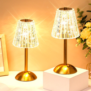 Touch Control Cordless Portable Rechargeable <b>Table</b> Lamp 3 Color Stepless Dimmable Battery Powered Crystal Night <b>Light</b> Desk Lamps - Product Image 1