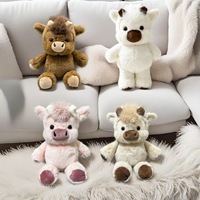 Nouvelles peluches de vaches Highland marron, rose, blanches et beiges – Adorables jouets en peluche pour enfants, veaux, bovins, coussins doux
