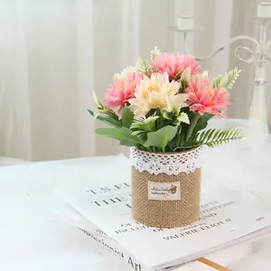 Fleur artificielle chrysanthème plante bonsaï pour jardin