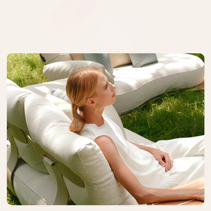 Meubles de patio extérieurs modernes et contemporains pour hôtel, en teck et aluminium, ensembles de canapés de loisirs pour usage en jardin - Product Image 5