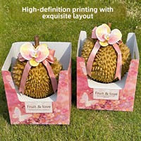 Boîte cadeau pour fruits de la forêt à imprimé floral avec poignée en ruban, plateau de présentation ouvert, logo personnalisé, emballage en gros en carton ondulé B-flute