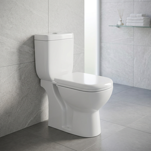 Inodoro de Cerámica de Dos Piezas, Completamente Esmaltado, con Sifón en P, Montado en el Suelo, Sanitario para Baño - Product Image 4