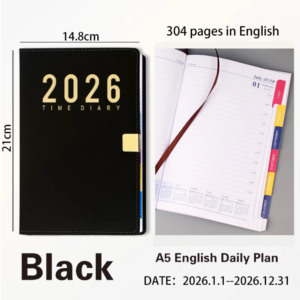 Chất lượng cao 2026 đầy màu sắc bên trong các trang Tiếng Anh 365 ngày Nhật ký <span class=keywords><strong>A5</strong></span> biểu tượng tùy chỉnh in ấn chương trình nghị sự kinh doanh kế hoạch văn phòng máy tính xách tay - Product Image 4
