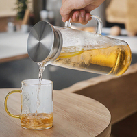 Bouilloire froide pour réfrigérateur tasse à eau résistante à la chaleur bouilloire froide en verre de grande capacité en borosilicate théière 1L/1.2L/1.5L