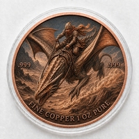 Pièce de monnaie commémorative en cuivre pur 999 de 1 oz, motif Dragon du Désert, haute relief, peinte aux UV, pour collectionneurs - Vente en gros
