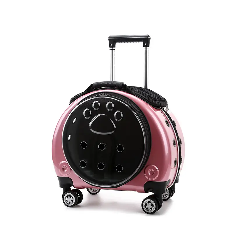 2022 New Design Wholesale Pet Carrier Deluxe Transparent Capsule Dog Cat Pet Travel Stroller Wheel Box Outdoor Carrier