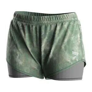 La migliore vendita di muscoli ad asciugatura rapida Bodybuilding con fodera per allenamento con il culo Scrunch Shorts da corsa 2 In 1 per donne Gym Yoga