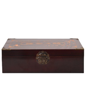 Boîte en bois de camphre pour arbre généalogique, boîte de rangement rectangulaire en bois massif gravé pour collection de génalogie, 33.7x26x9.8cm - Product Image 5