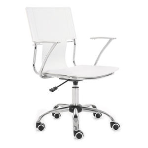 Silla de escritorio de recepción con brazos estrechos, marco de metal y cuero, acabado duro - Product Image 1