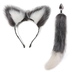 Juego Sexual <span class=keywords><strong>para</strong></span> Adultos, Disfraz Sexy de Gato con Orejas de Peluche y Cola de Zorro, Tapón Anal Metálico - Product Image 6