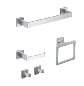 Ensemble moderne <span class=keywords><strong>de</strong></span> 5 accessoires <span class=keywords><strong>de</strong></span> <span class=keywords><strong>salle</strong></span> <span class=keywords><strong>de</strong></span> <span class=keywords><strong>bain</strong></span> en acier inoxydable avec barre porte-serviettes, porte-papier mural, <span class=keywords><strong>kit</strong></span> d'accessoires pour hôtel et maison - Product Image 1