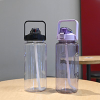 Lot de 100 bouteilles d'eau écologiques de 64oz sans BPA avec paille, logo personnalisé, marqueur de temps pour fitness, salle de sport, voyage, verres sans BPA