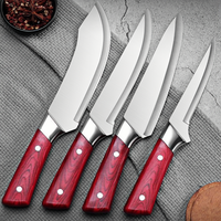 Couteau de boucher professionnel fait à la main en acier inoxydable désossage sculpture coupe Chef abattage avec manche en plastique à motif de bois