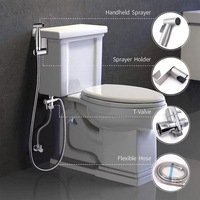 Ensemble de pulvérisateur pour bébé et pour la toilette en acier inoxydable avec finition chromée, avec douchette pour la salle de bain
