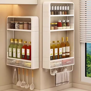 Nhà Máy Giá <span class=keywords><strong>Deluxe</strong></span> Phiên bản nhà bếp treo <span class=keywords><strong>t</strong></span>ường gia vị lưu trữ kệ lưu trữ <span class=keywords><strong>t</strong></span>ường kệ nhà bếp nhựa kệ lưu trữ thực phẩm - Product Image 2