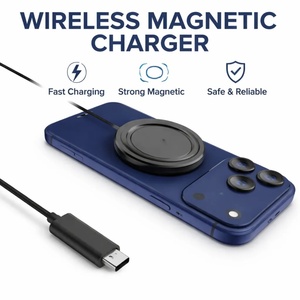Nouveau <span class=keywords><strong>chargeur</strong></span> sans fil magnétique OEM 25W <span class=keywords><strong>avec</strong></span> support en alliage d'aluminium, utilisation en vrac pour microphone, support <span class=keywords><strong>de</strong></span> <span class=keywords><strong>charge</strong></span> rapide pour iPhone, logo personnalisé - Product Image 4