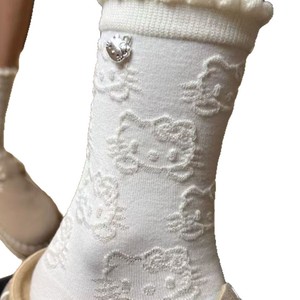 Kt <b>Cat</b> Women's Mid-Calf <b>Socks</b> White Breathable Anti-Slip With Pendant Spring Autumn Wear - Product Image 4