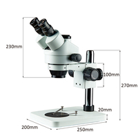 Microscope binoculaire 7X-45X, microscope stéréoscopique à zoom trinoculaire, inspection, microscope pour inspecter les circuits imprimés + éclairage annulaire LED