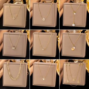 สร้อยคอแฟชั่นราคาส่งสำหรับผู้หญิง - สร้อยคอเครื่องประดับชั้นดีชุบทองสแตนเลสสตีลแบบไม่ก่อให้เกิดอาการแพ้ - Product Image 2