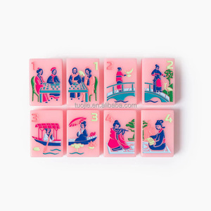 Customizable 160-<b>pc</b> Pink-Acrylic American Mahjong Tiles, Bulk Luxury <b>Set</b> with Single Layer Carving, Oh My Mahjong - Product Image 2