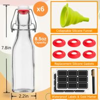 Bouteilles en verre à couvercle basculant pour extraits faits maison, jus de coquito, bouchons hermétiques anti-fuite, joints supplémentaires, diffuseur à bâtonnets