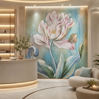 Peinture murale décorative personnalisée de luxe en mosaïque florale découpée à la main pour la maison, l'hôtel, le restaurant, les espaces commerciaux