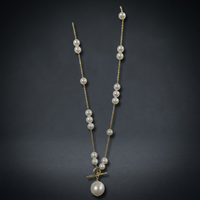 Collier chaîne minimaliste en or 18 carats avec fermoir T-B et perle