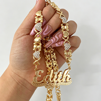 Collier personnalisé double plaqué avec chaîne ourson, bijou tendance en acier inoxydable avec pendentif nom