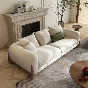 Juego de Sofás Modernos y Sencillos de Tela Crema Nórdica para Apartamentos Pequeños, Estilo Japonés Wabi-Sabi con Lana de Cordero para Sala de Estar - Product Image 2
