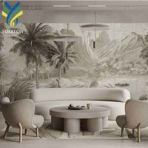 YF-CN 21 <span class=keywords><strong>peinture</strong></span> personnalisée maison vinyle Non tissé 3D panneau vert forêt <span class=keywords><strong>salle</strong></span> <span class=keywords><strong>de</strong></span> <span class=keywords><strong>bain</strong></span> chambre peintures murales papier peint moderne tissu étanche - Product Image 2