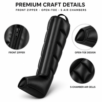 Masseur de jambes à compression d'air à sélection de zone unique, 5 chambres, sans fil, 6 modes, 8 niveaux, écran LCD