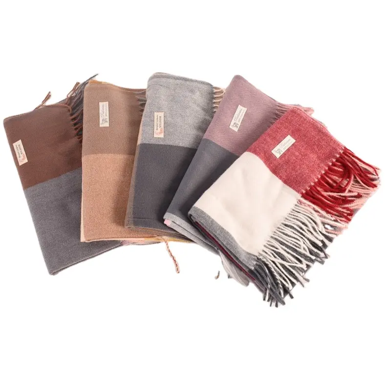 Cổ điển kẻ sọc Pashmina khăn cho Scotland phụ nữ lớn Cashmere khăn choàng kết thúc tốt đẹp mùa đông tua khăn