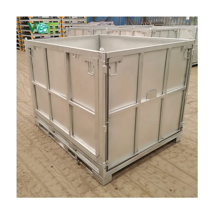 VT Logistics heavy duty stacking durable foldable transport shipping storage metal steel pallet box