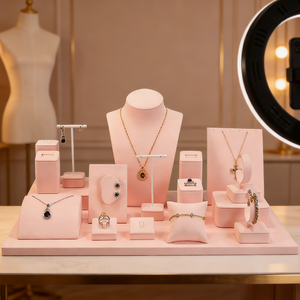 Custom Velvet Jewelry Display Props Piercing <b>Earring</b> Jewelry Pink Jewelry Display Stand Kit - Product Image 5